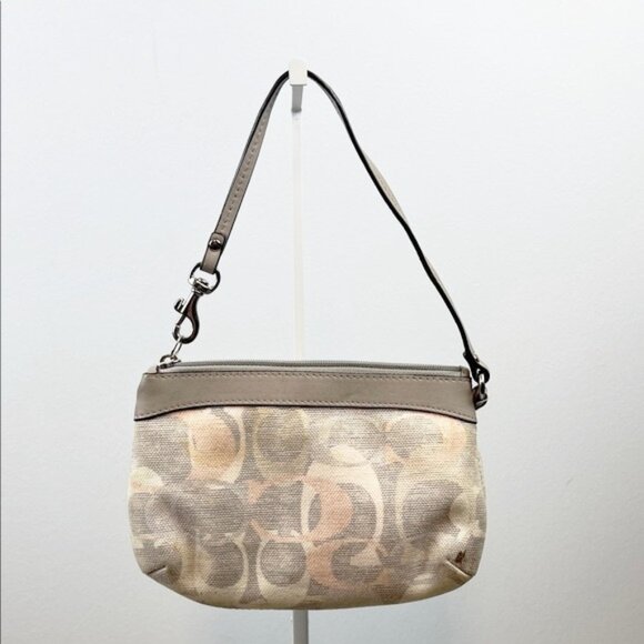 Coach Pastel Multicolor Signature Monogram Fabric Leather Wristlet - Picture 7 of 15